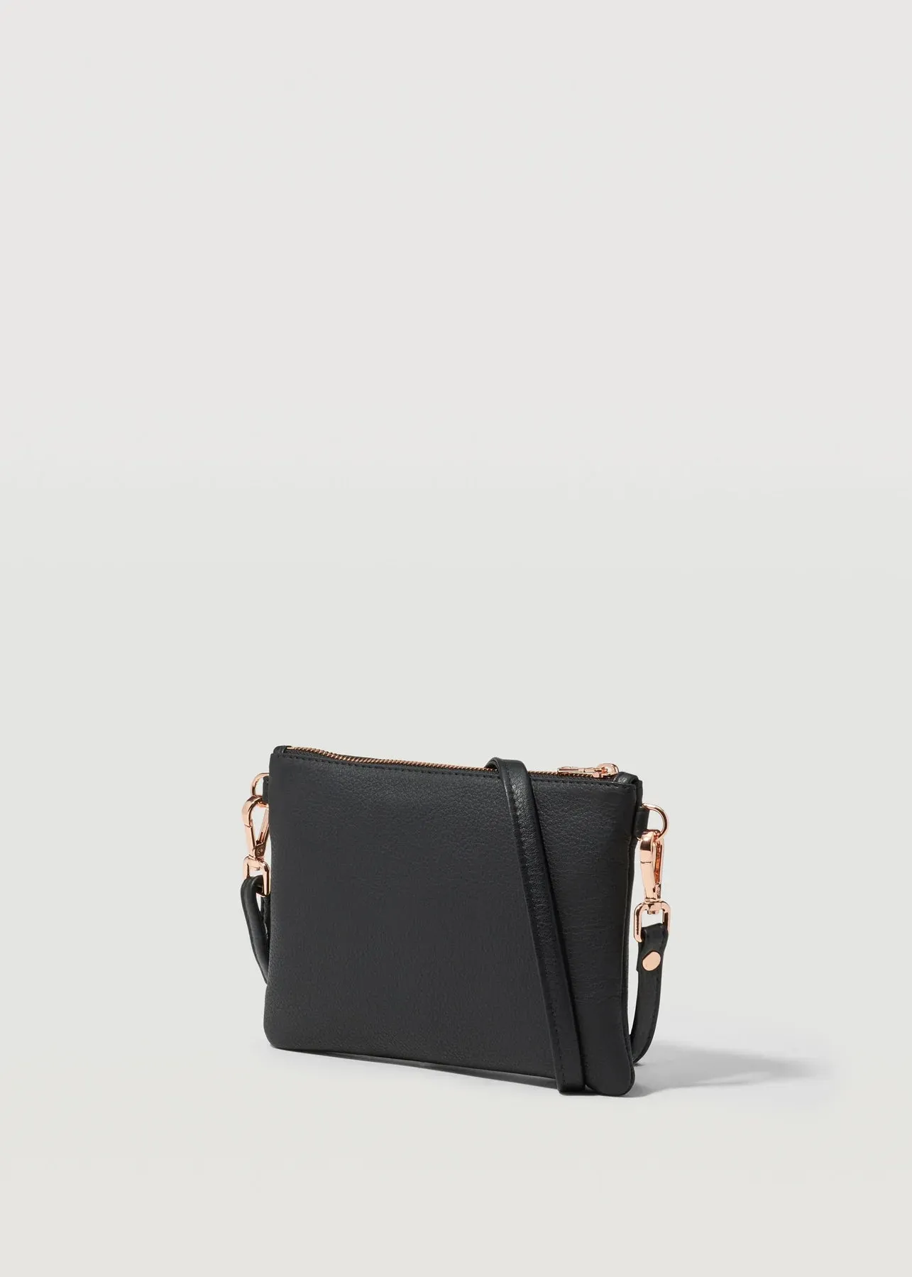 CHARLIE MIDDLETON - BLACK NAPPA ESSENTIALS CROSSBODY - ROSE GOLD