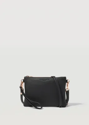 CHARLIE MIDDLETON - BLACK NAPPA ESSENTIALS CROSSBODY - ROSE GOLD