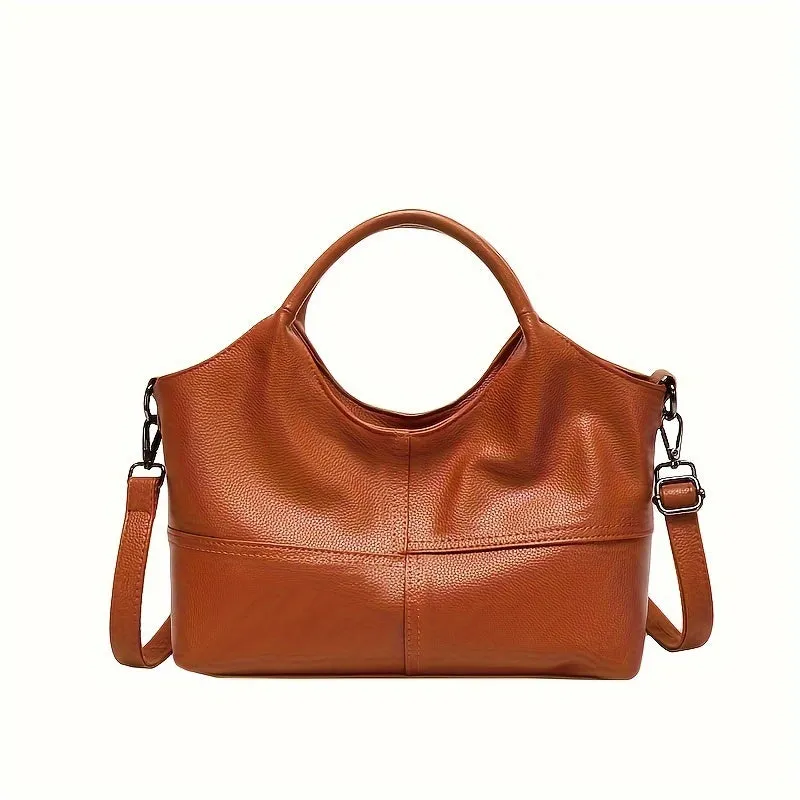 Classic Solid Color Satchel Bag, Versatile All-Match Commuter Shoulder Bag for Everyday Use