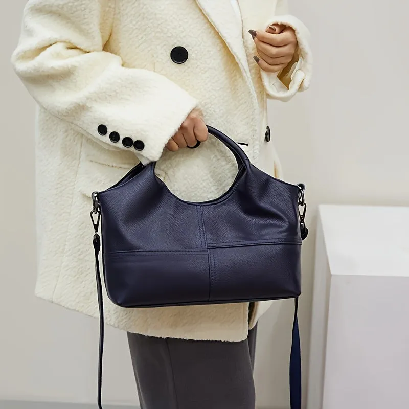 Classic Solid Color Satchel Bag, Versatile All-Match Commuter Shoulder Bag for Everyday Use