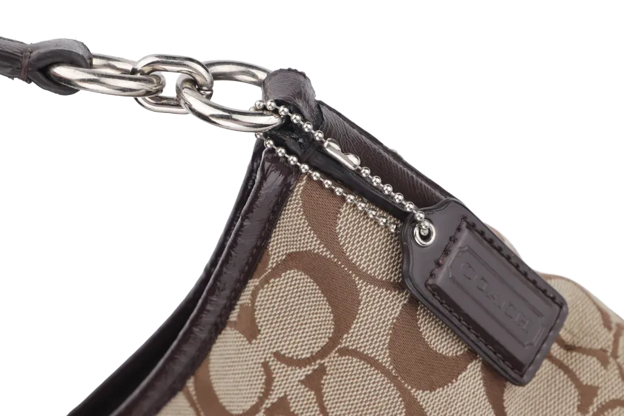 COACH CROSSBODY BAG (N2D1405-F29941) BROWN MONOGRAM SILVER HARDWARE, WITH STRAP & DUST COVER