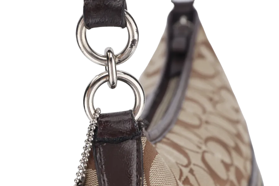 COACH CROSSBODY BAG (N2D1405-F29941) BROWN MONOGRAM SILVER HARDWARE, WITH STRAP & DUST COVER