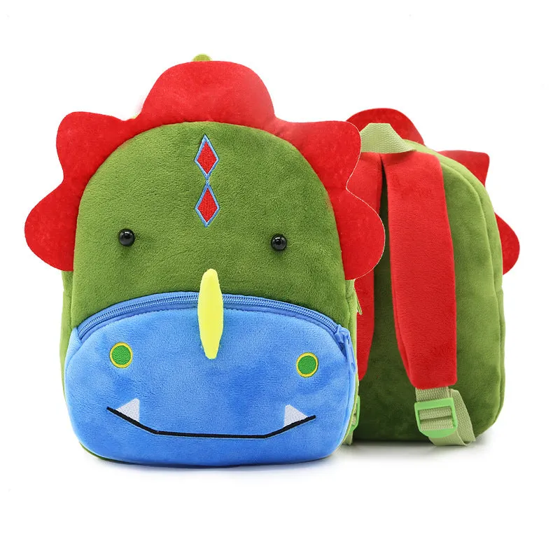 Colorful Velvet  Plush Dinosaur Backpack