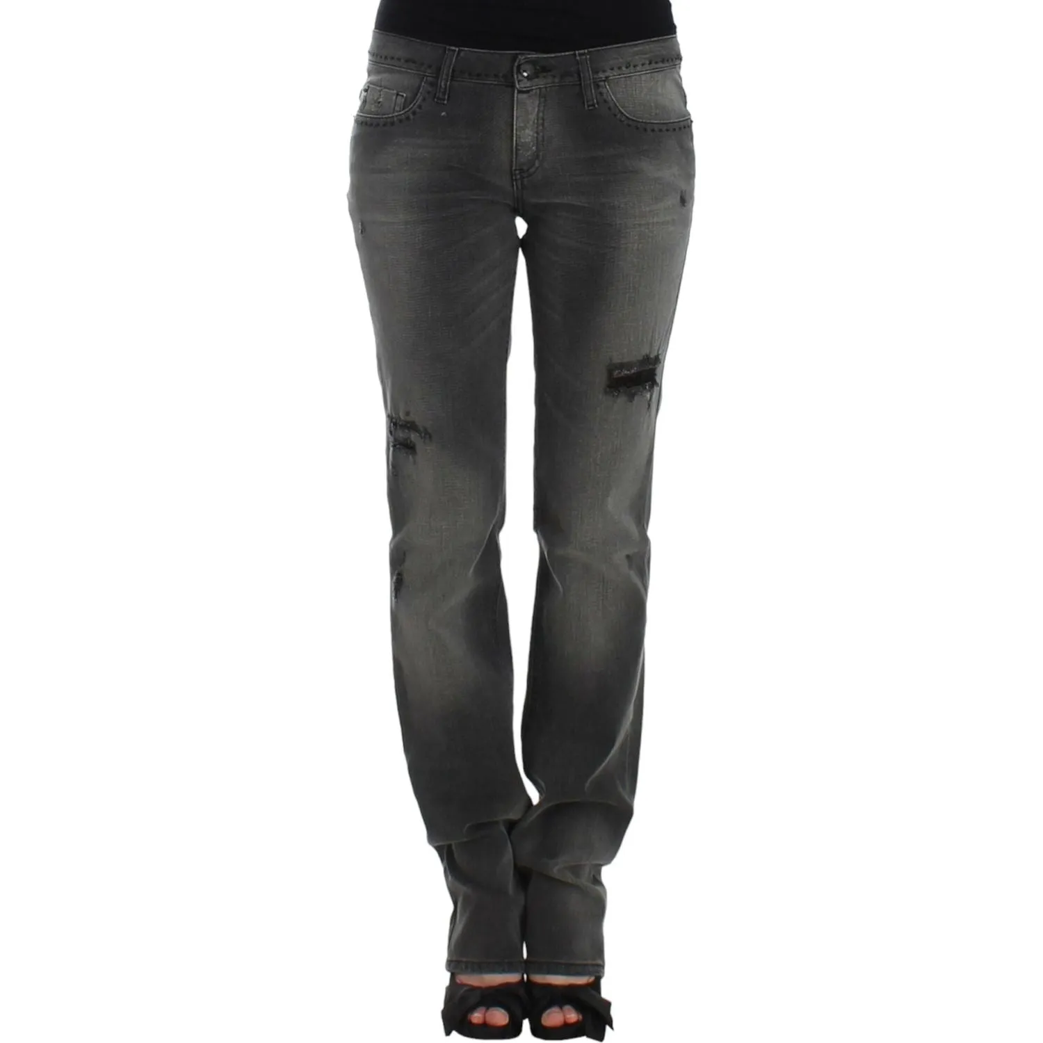 Costume National Chic Gray Straight Leg Denim Delight