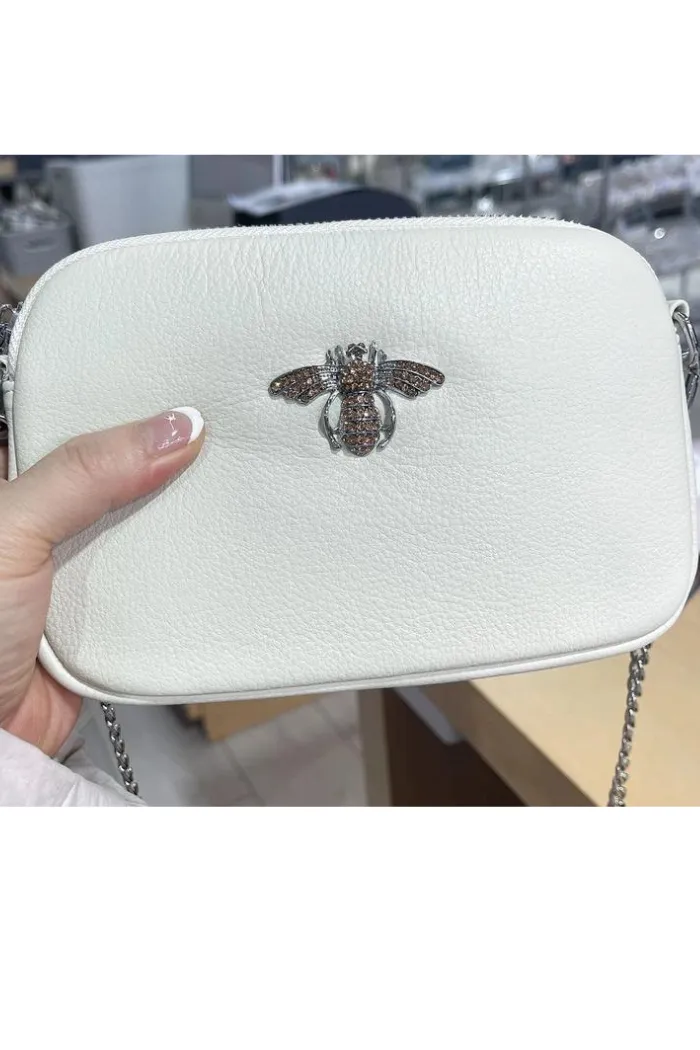 Crystal Leather Bee Bag