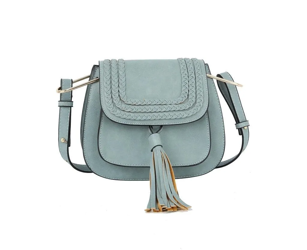 CTEA0004 Fashion Flap Over Tassel Saddle Crossbody Bag