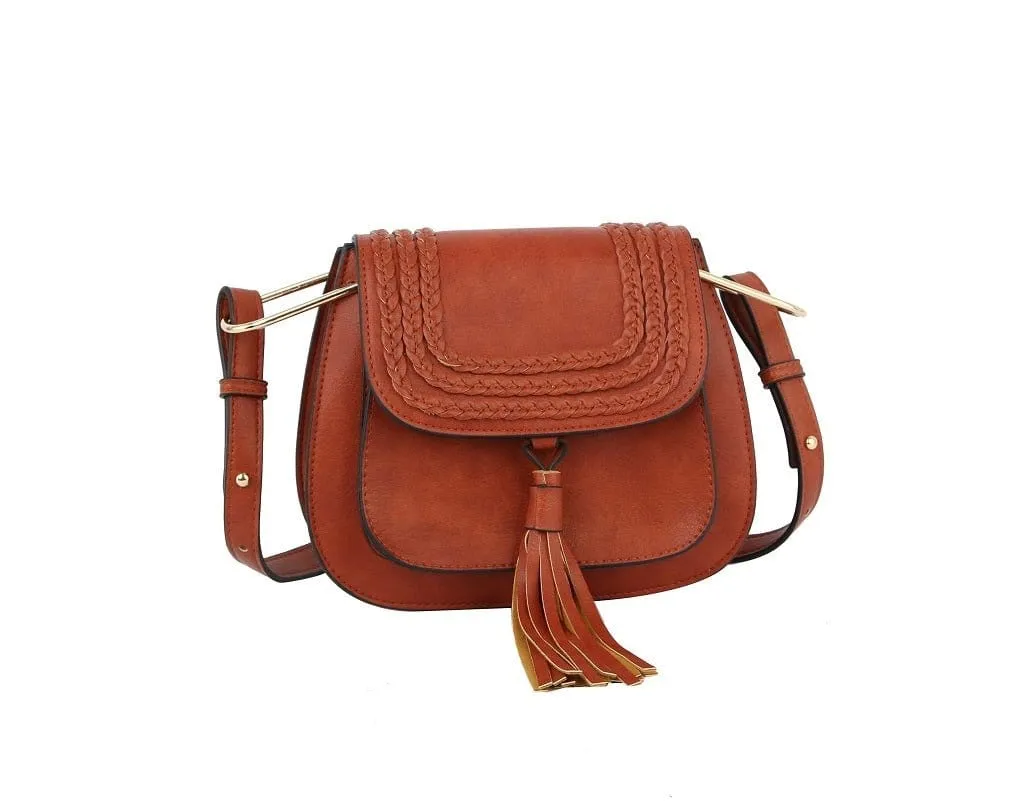 CTEA0004 Fashion Flap Over Tassel Saddle Crossbody Bag