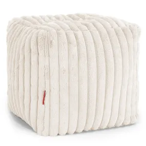 Cube Footstool Pouffe - Ultra Plush Cord Cream