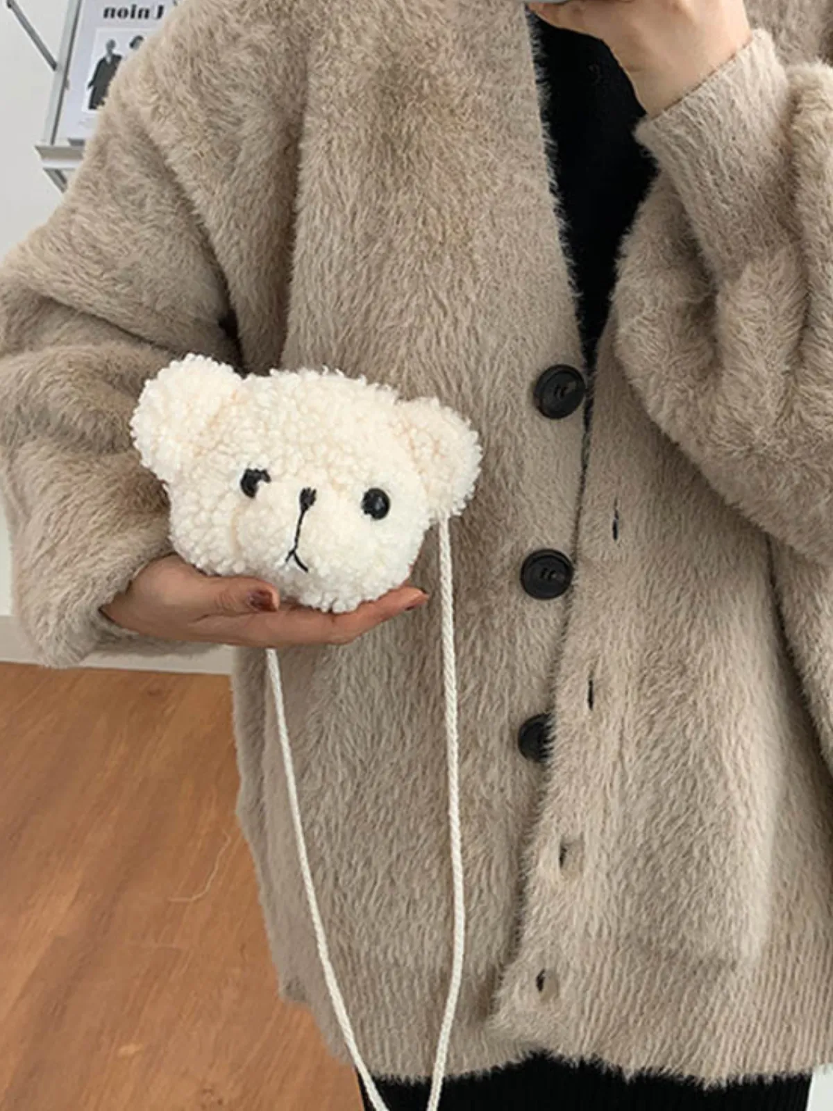 Cuddle Buddy Plush Bear Crossbody Bag