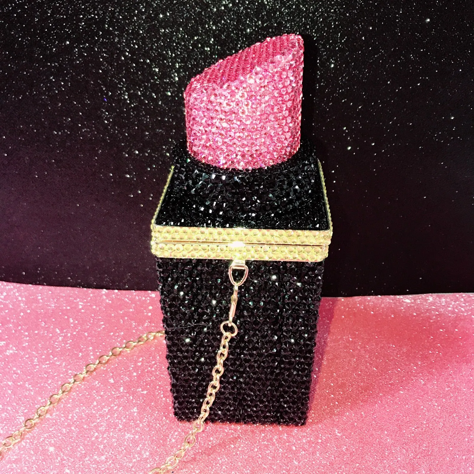 Custom Fashion Designer Rhinestone Lipstick Bag