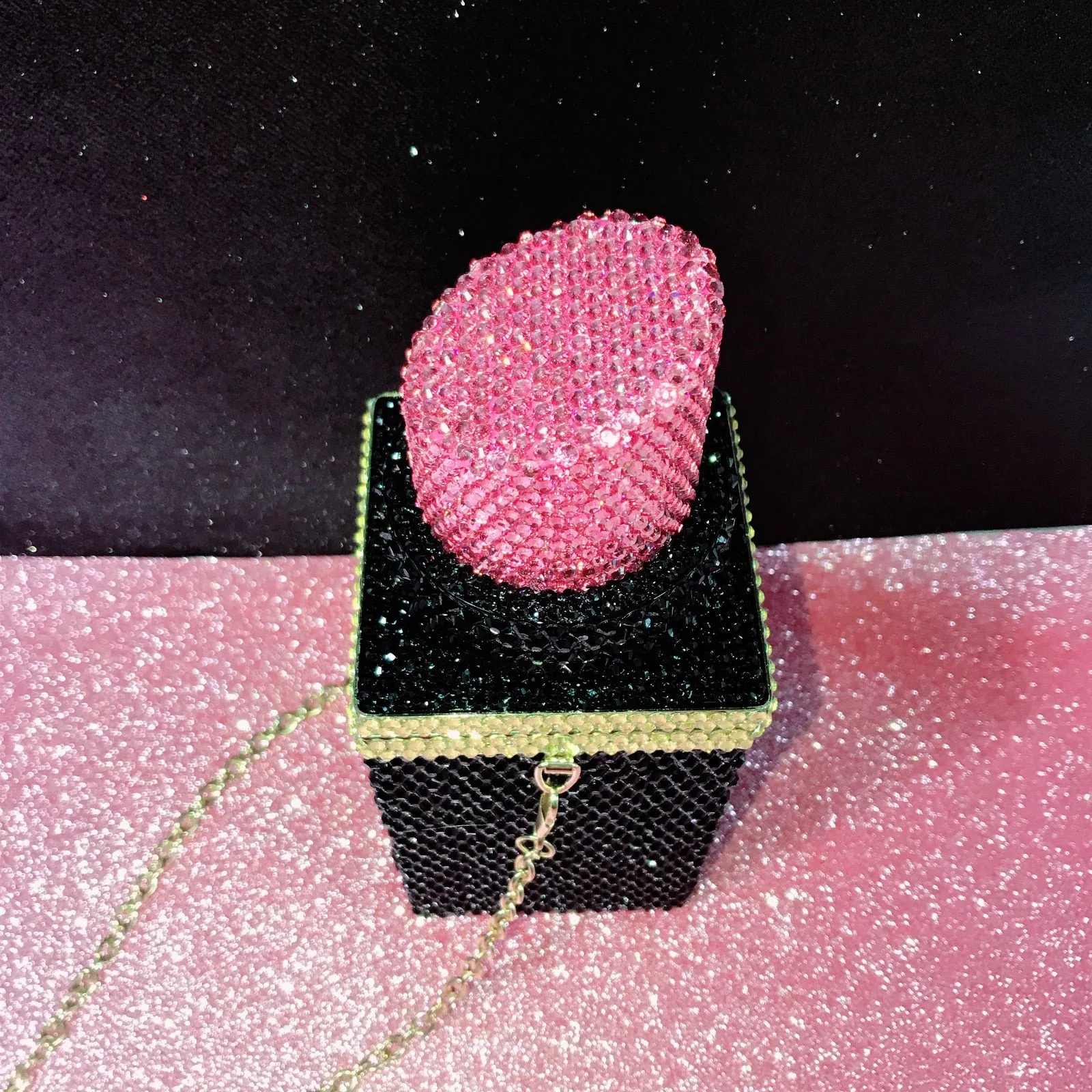 Custom Fashion Designer Rhinestone Lipstick Bag