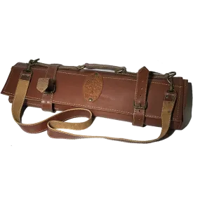 Custom Made Full Grain Leather Tool / Knife Roll with Carry Handle and Shoulder Strap - Rustic Tan