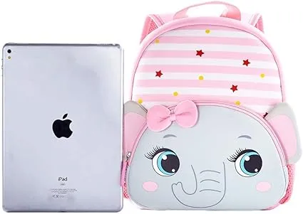 Cute Baby Elephant Soft Plush Backpack  with Front Pocket for Kids (Pink)