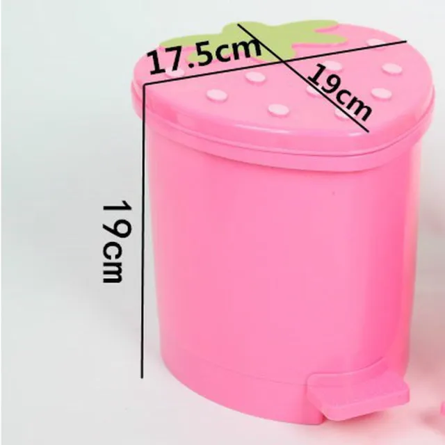 Cute Pink Red Strawberry Waste Bin