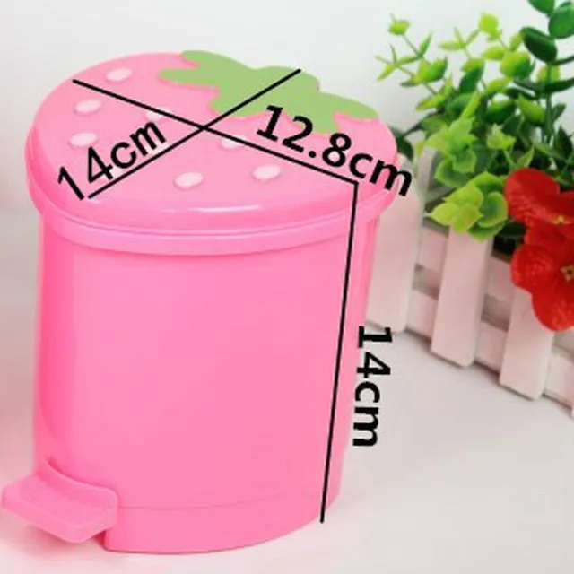 Cute Pink Red Strawberry Waste Bin