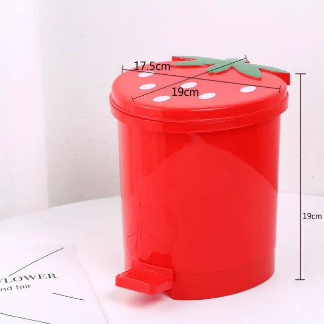 Cute Pink Red Strawberry Waste Bin