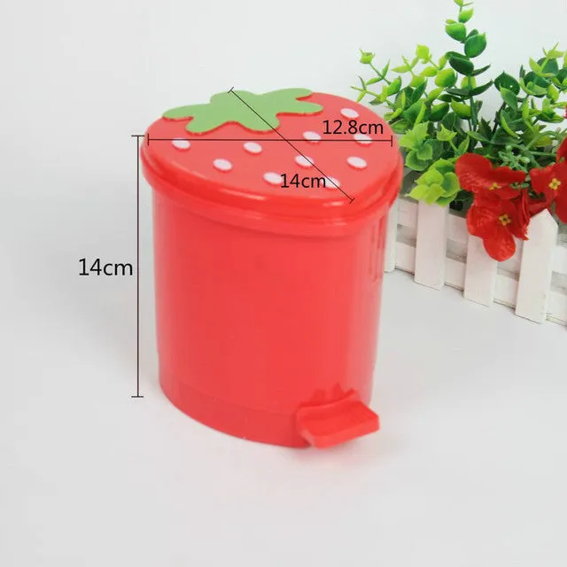 Cute Pink Red Strawberry Waste Bin