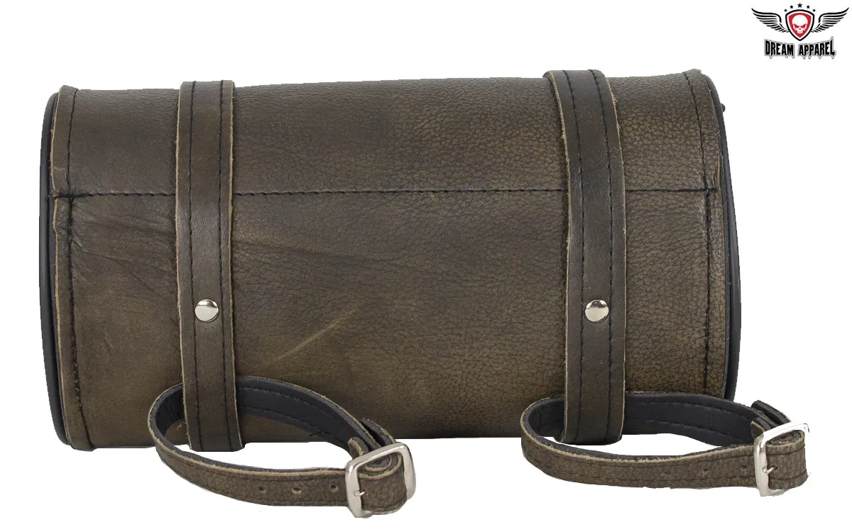 Dark Brown Leather Motorcycle Tool Bag