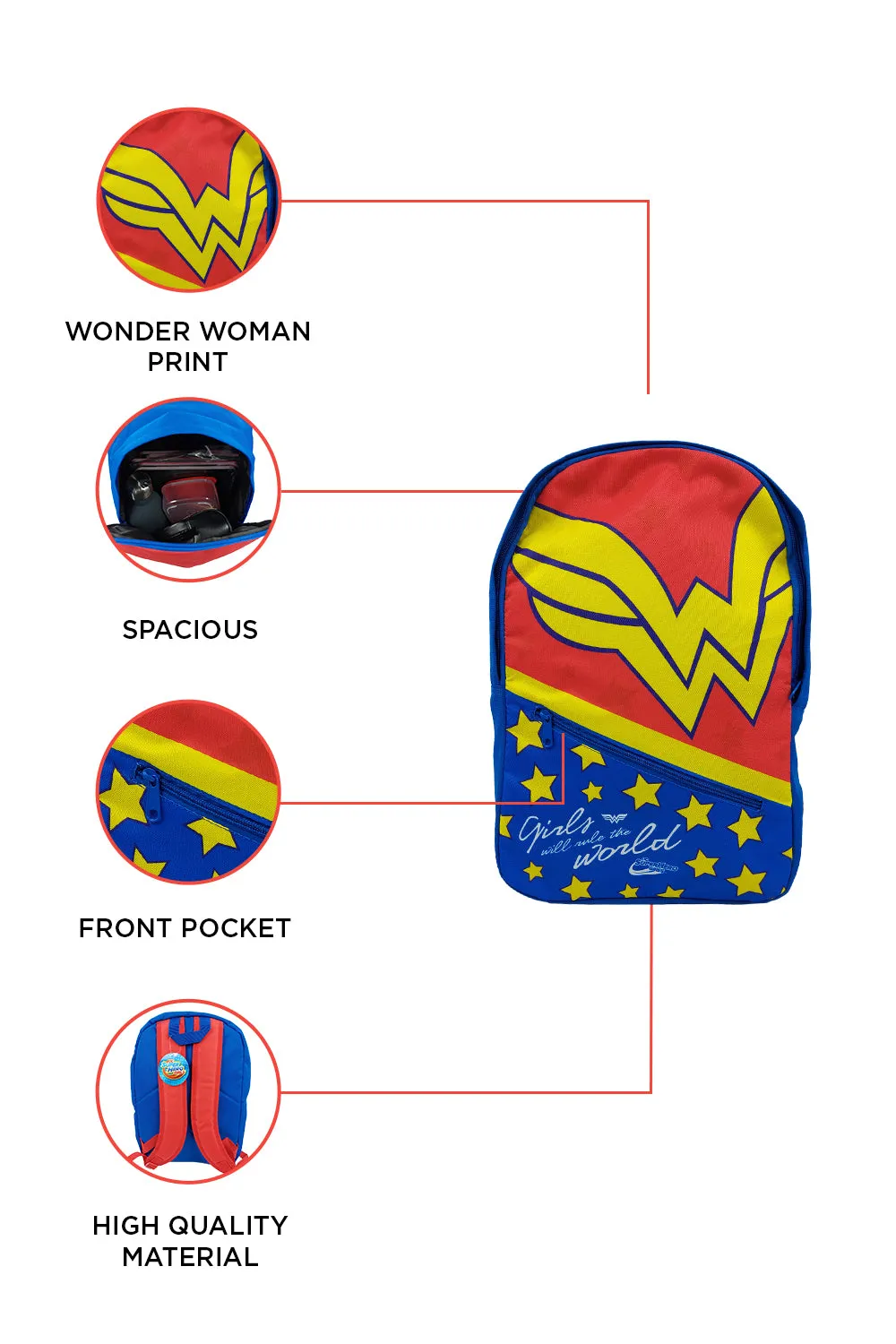 DC Kids Wonder Woman Printed Backpack