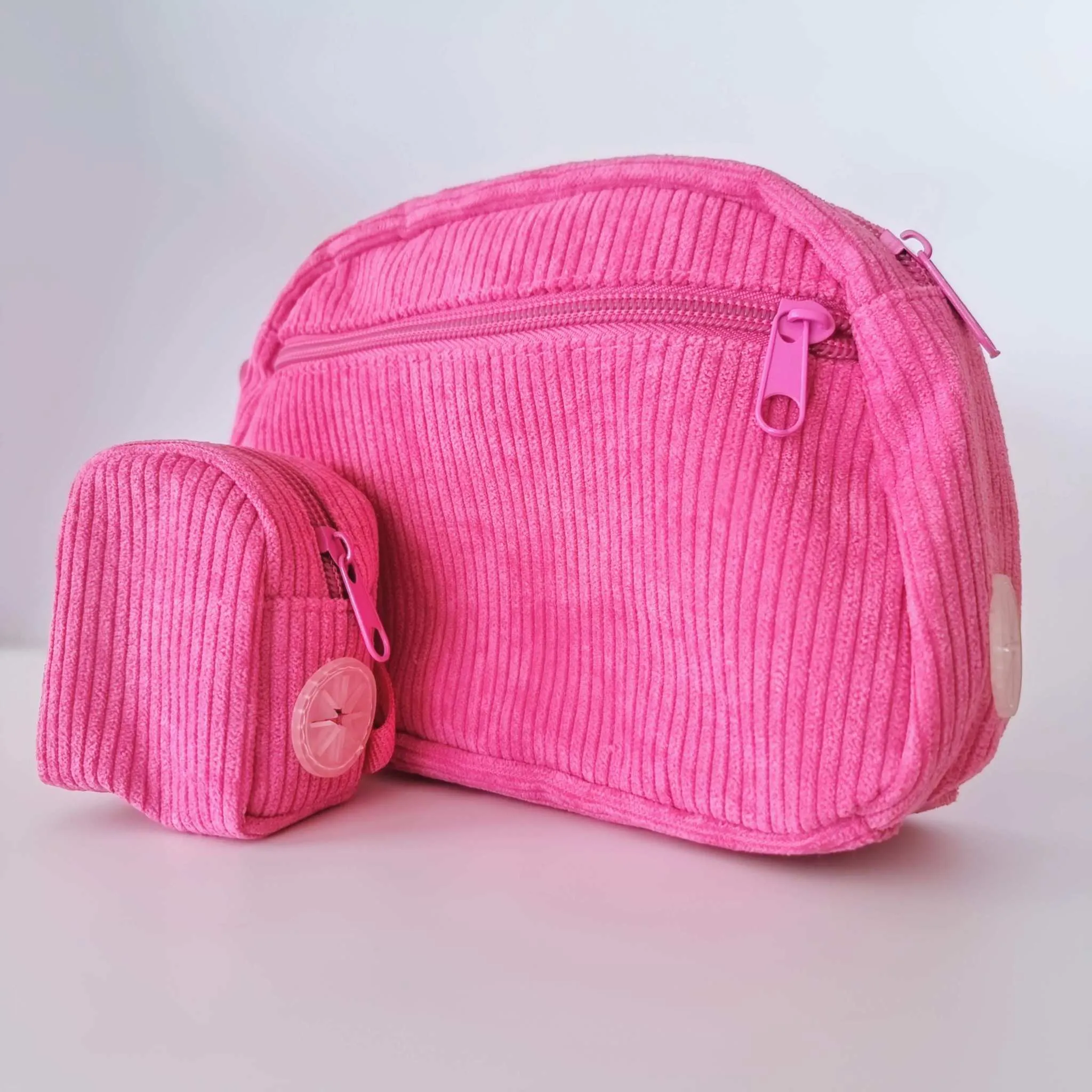 Dog walking bag - Hot pink corduroy