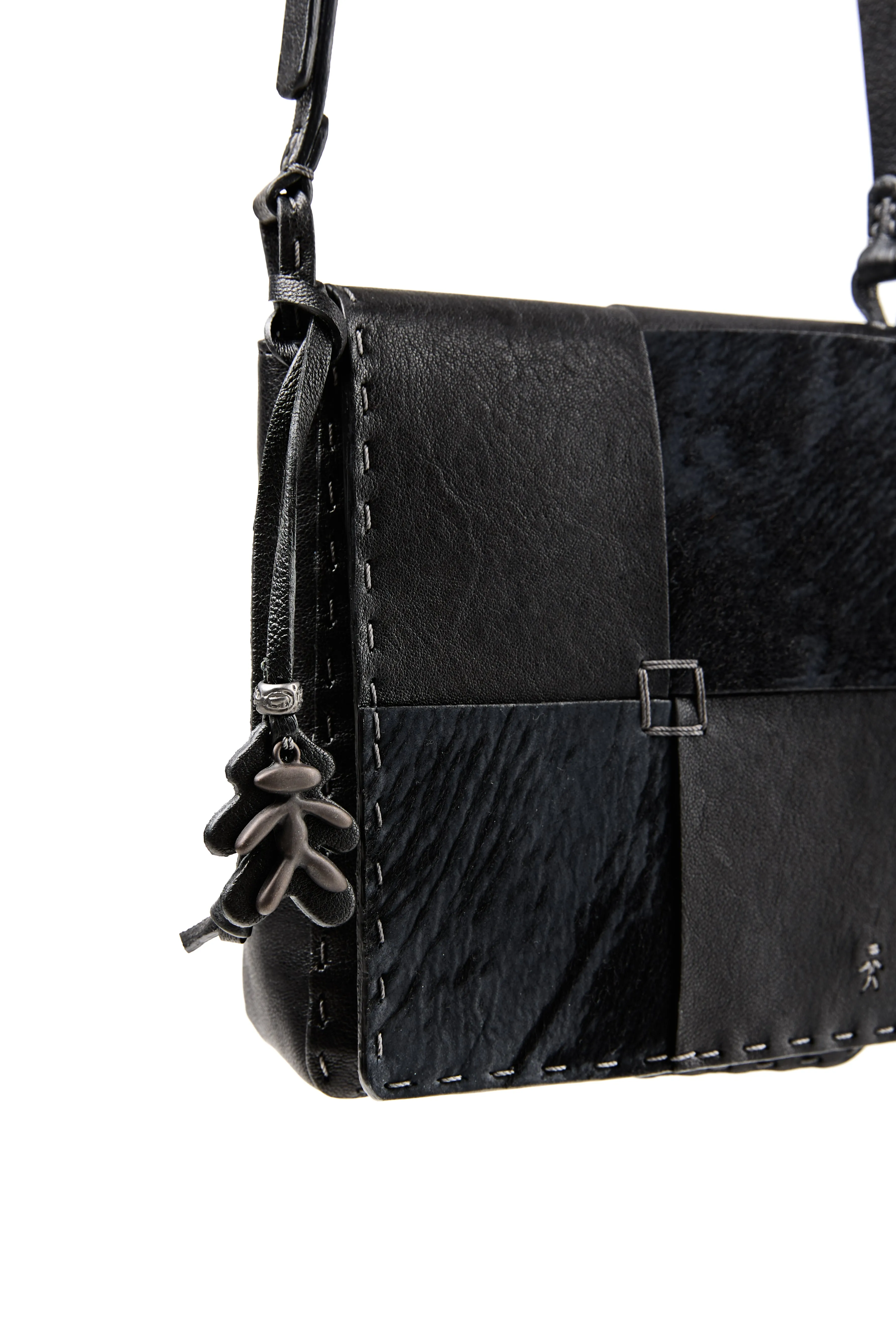 Dolcezza Old Iron Leather Micro Bag in Pony Sfumato Nero