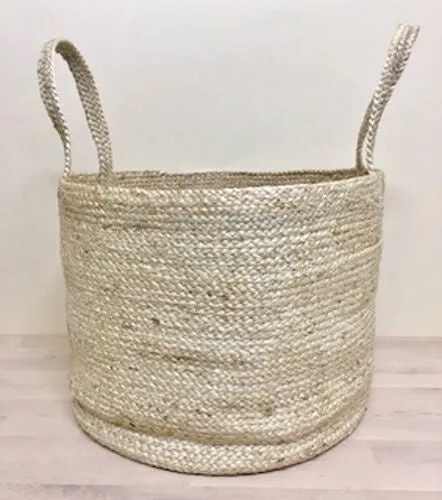 Doormat Design Jute Storage Basket with Handles- Natural