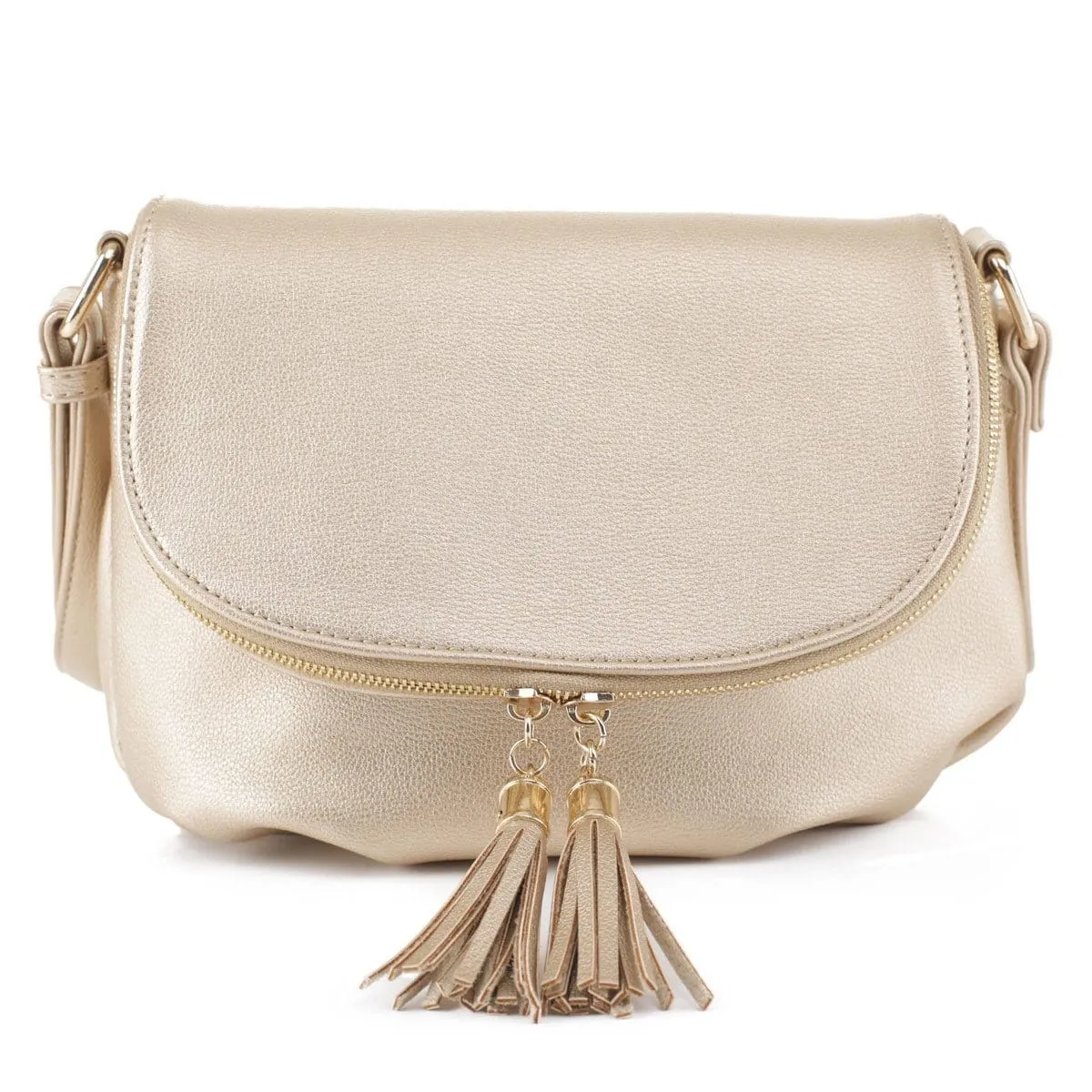 EM1352 Monogammable Fold-Over Crossbody w/ Tassels