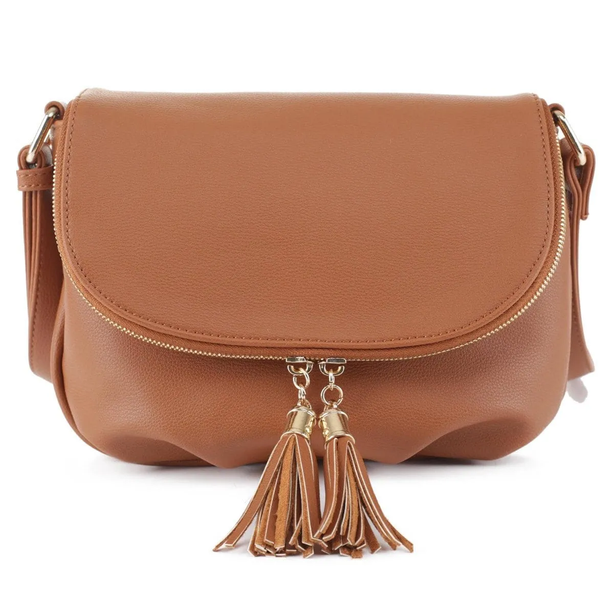 EM1352 Monogammable Fold-Over Crossbody w/ Tassels