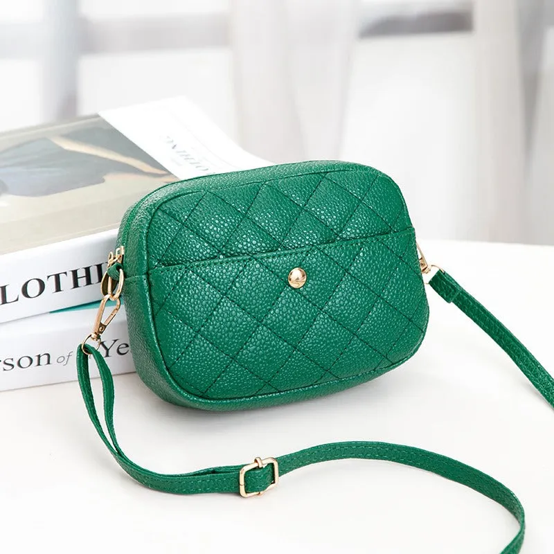 Embroidery Rhombus Small Square Bag Caviar Phone Bag Fashion Popular Frosted Texture Shoulder Crossbody Bag