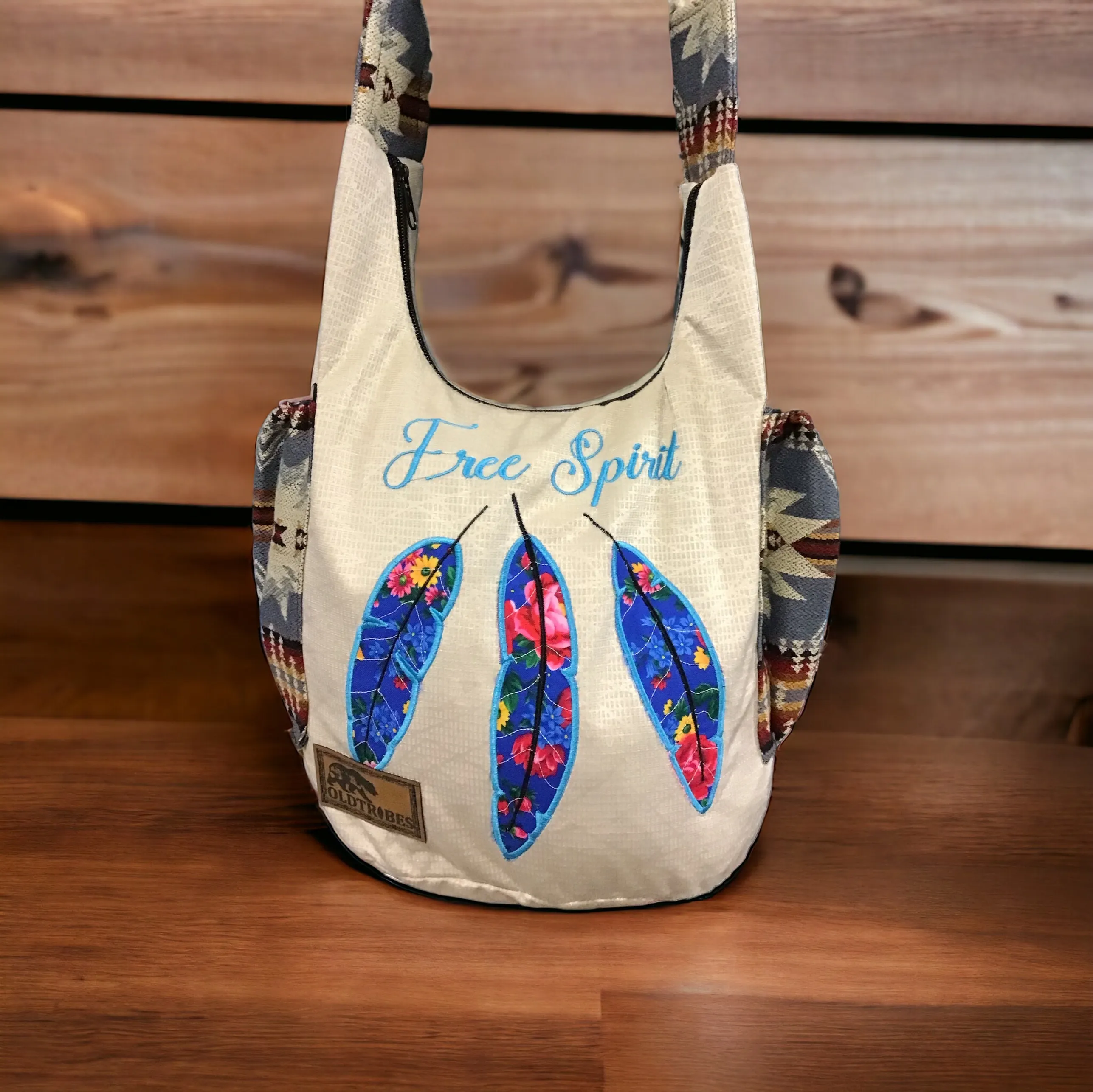 Feather Embroidered Crossbody Bag