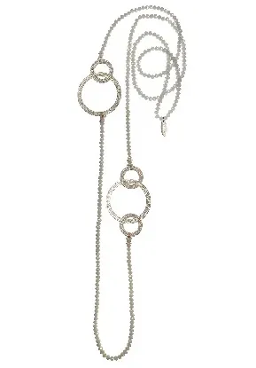 Forever Rings Necklace with Facet Cut Beads -  Silver/Grey by Hot Tomato