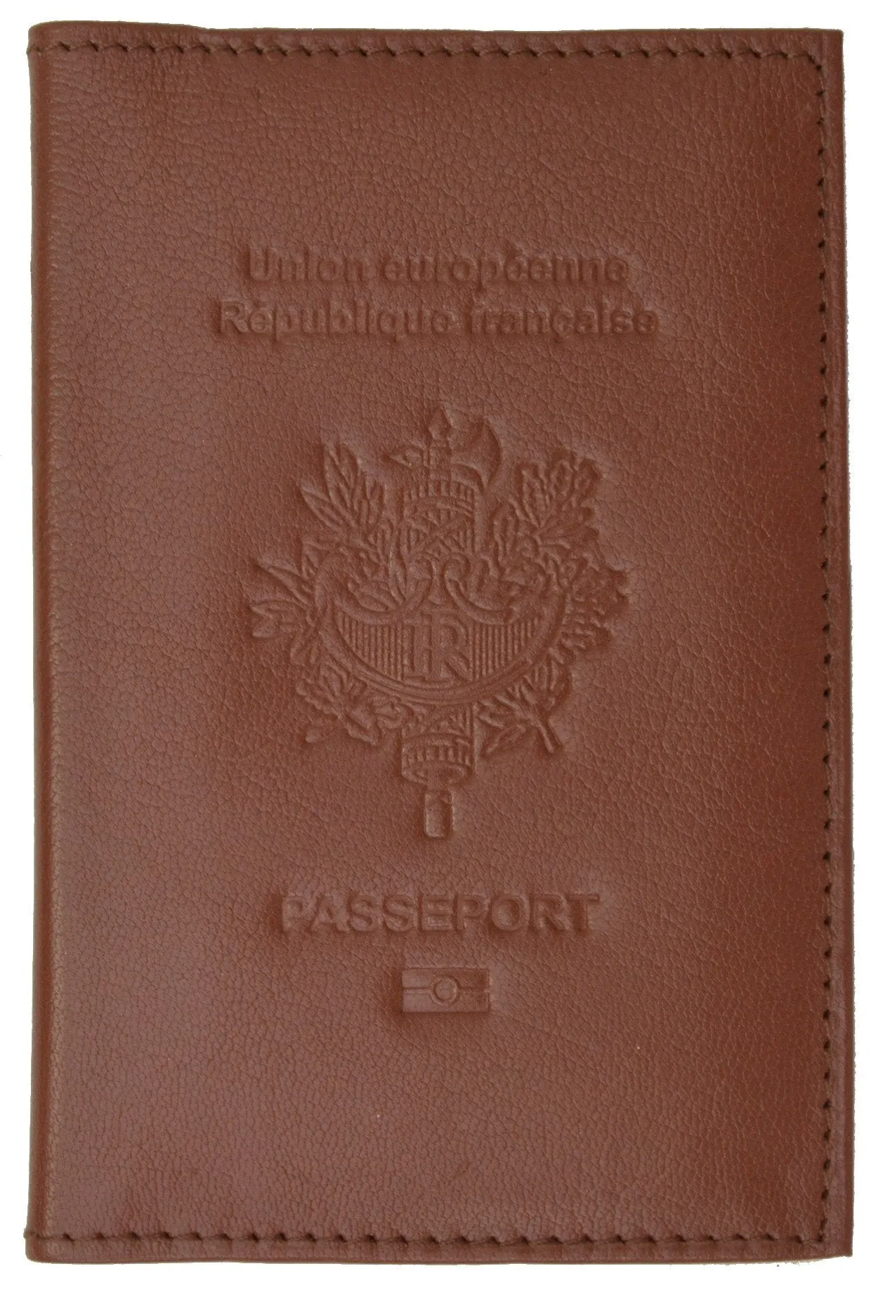 France Passport Cover Genuine Leather Passport Holder Travel Wallet with Embossed REPUBLIQUE FRANCAISE 151 BLIND France