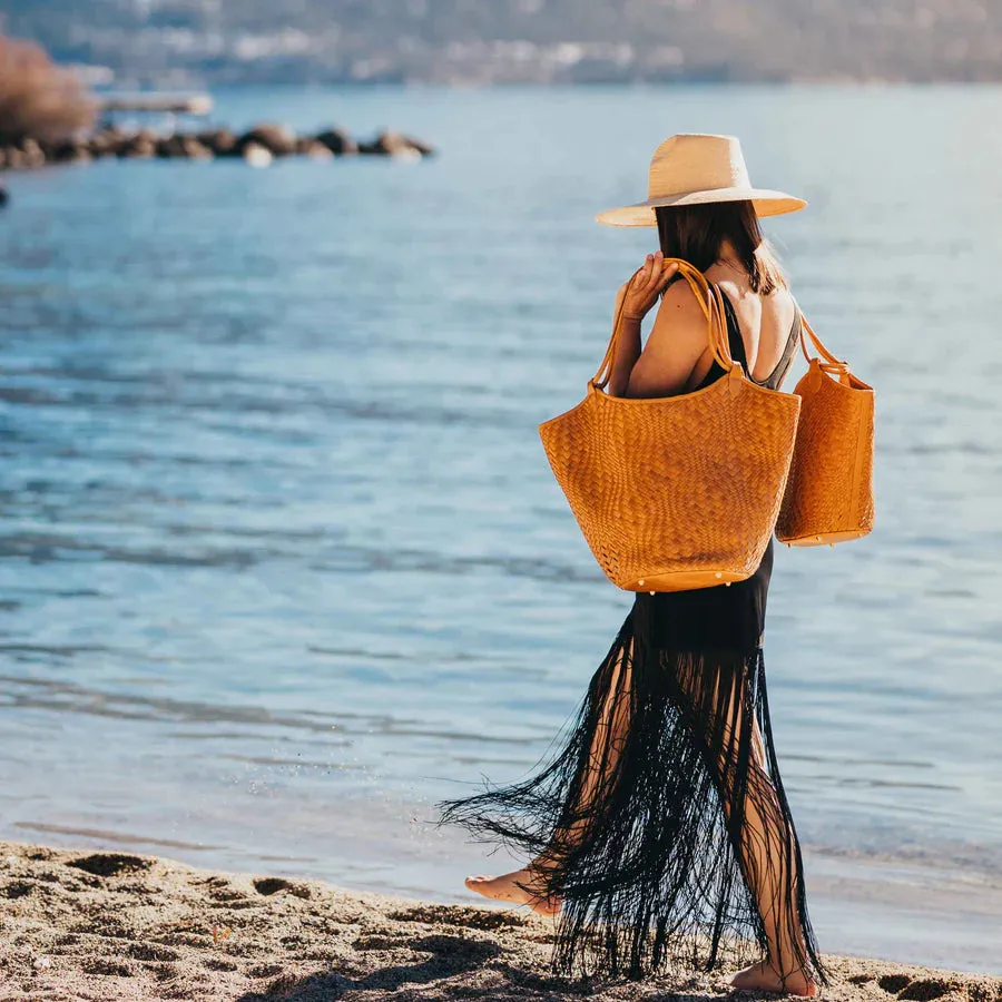 Freya Flow Woven Large Tote in Caramel