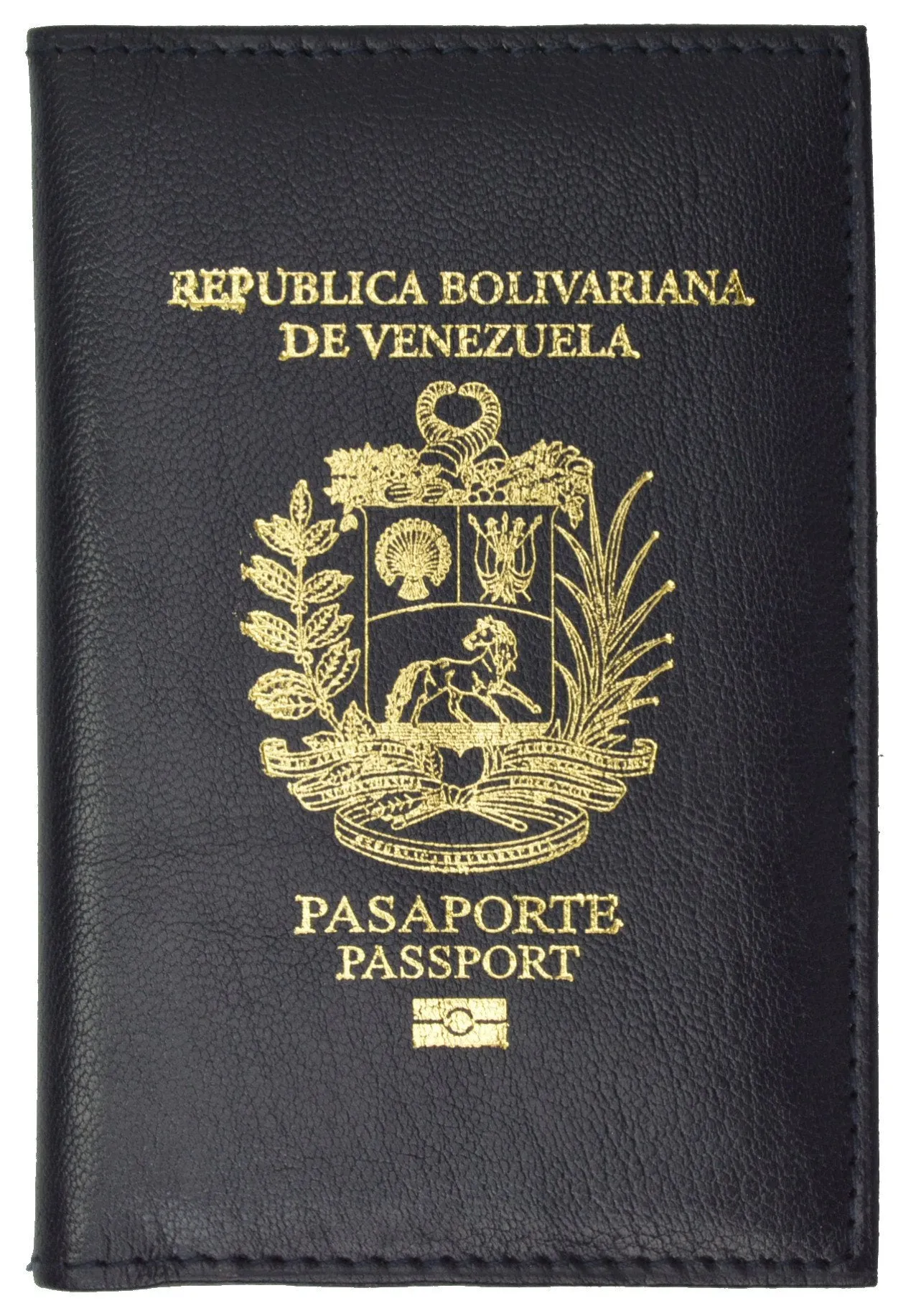 Genuine Leather Passport Wallet Credit card Holder with venezuela Emblem Imprint for International Travel 601 Venezuela