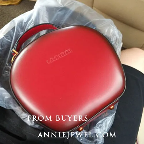 Genuine Leather Round Bag Round Leather Handbag Purse