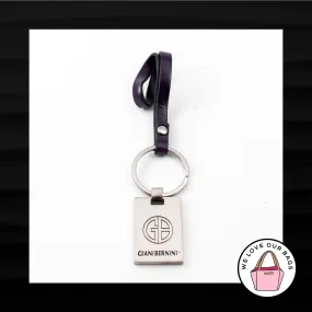 GIANI BERNINI SILVER PURPLE LEATHER LOOP STRAP KEY FOB BAG CHARM KEYCHAIN HANGTAG