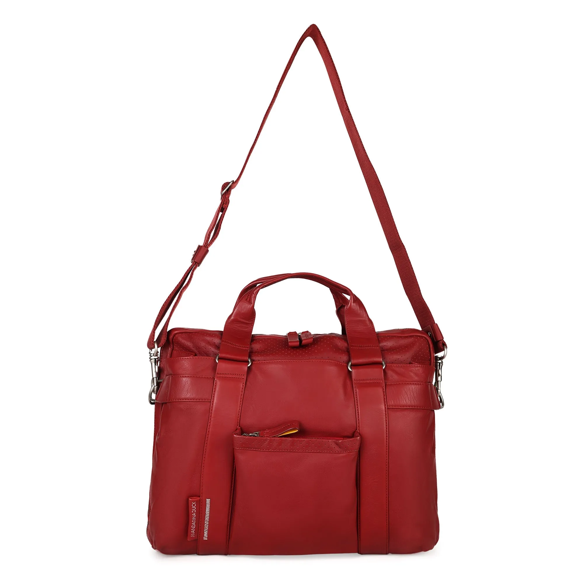 Grace Collection Limited Edition Genuine Leather Red Laptop Bag With Strap - Mandarina Duck