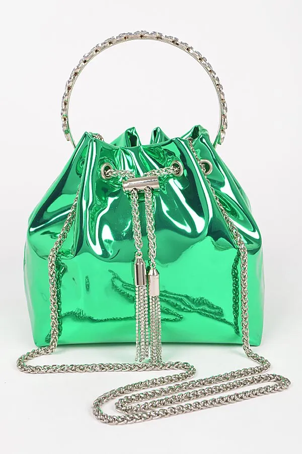 Green Holograme Bucket Bag W/Stone Handle