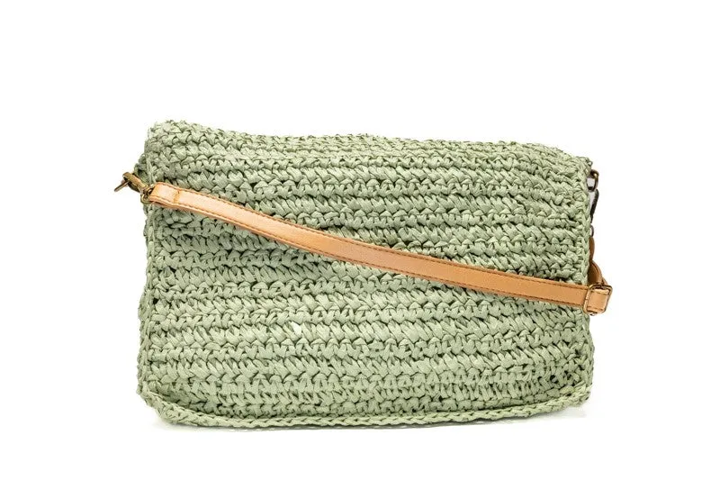 Groen gevlochten crossbody dames schoudertas