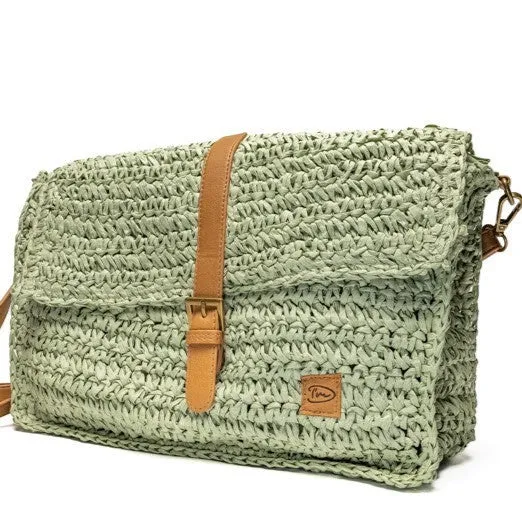 Groen gevlochten crossbody dames schoudertas