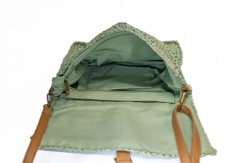 Groen gevlochten crossbody dames schoudertas