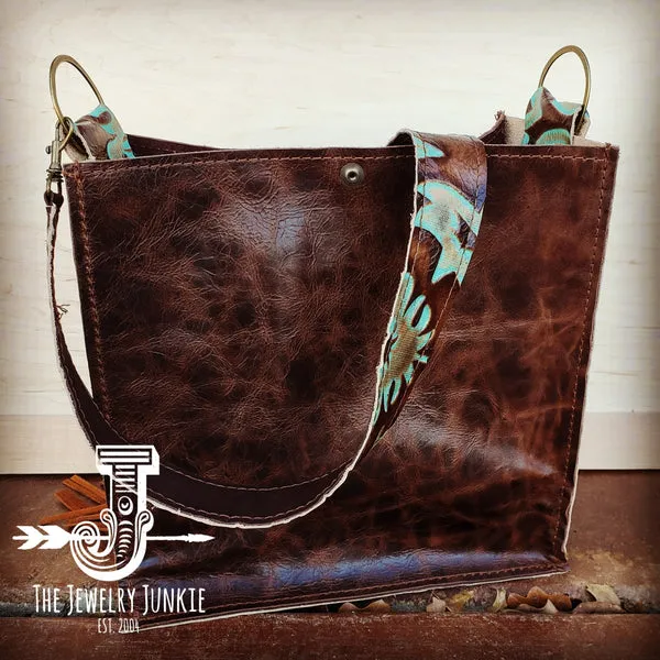 Hair on Hide Box Handbag w/ Turquoise Laredo Side Accents and Strap