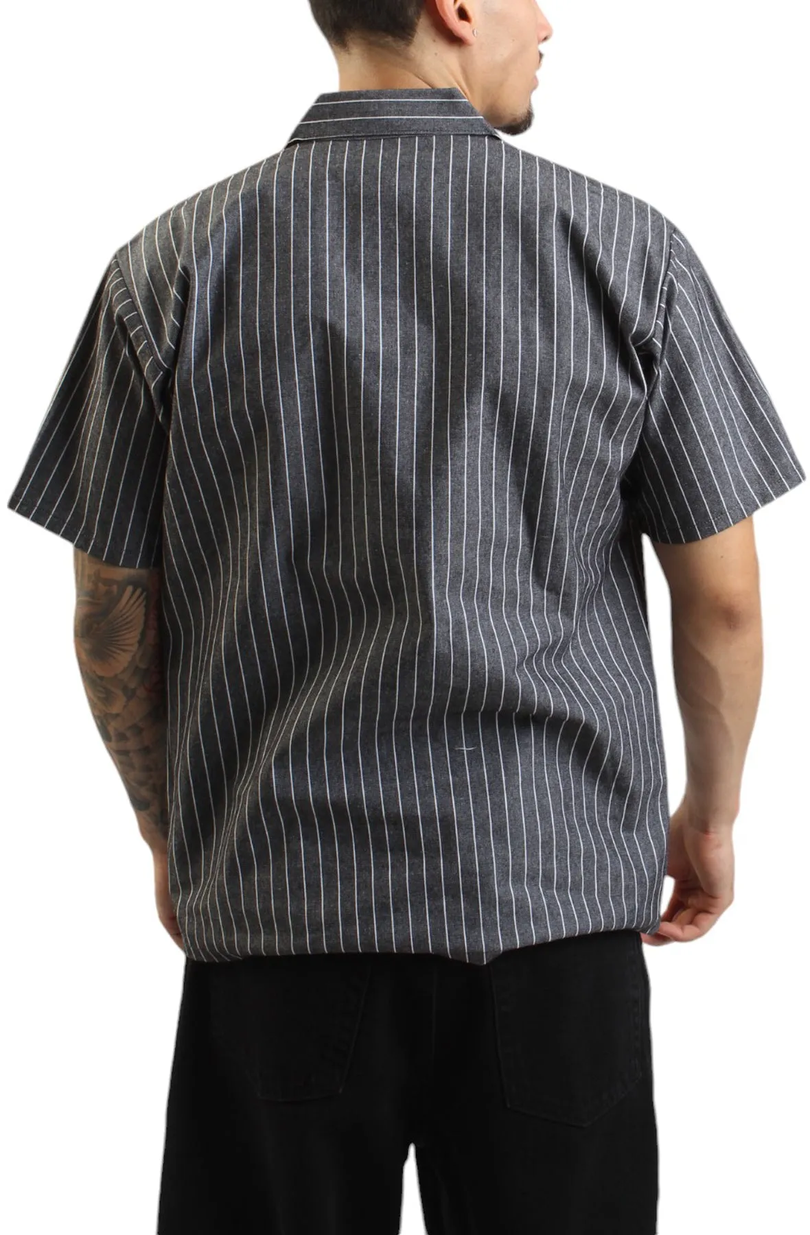 Half Zip Striped Work Shirt - Butcher Block