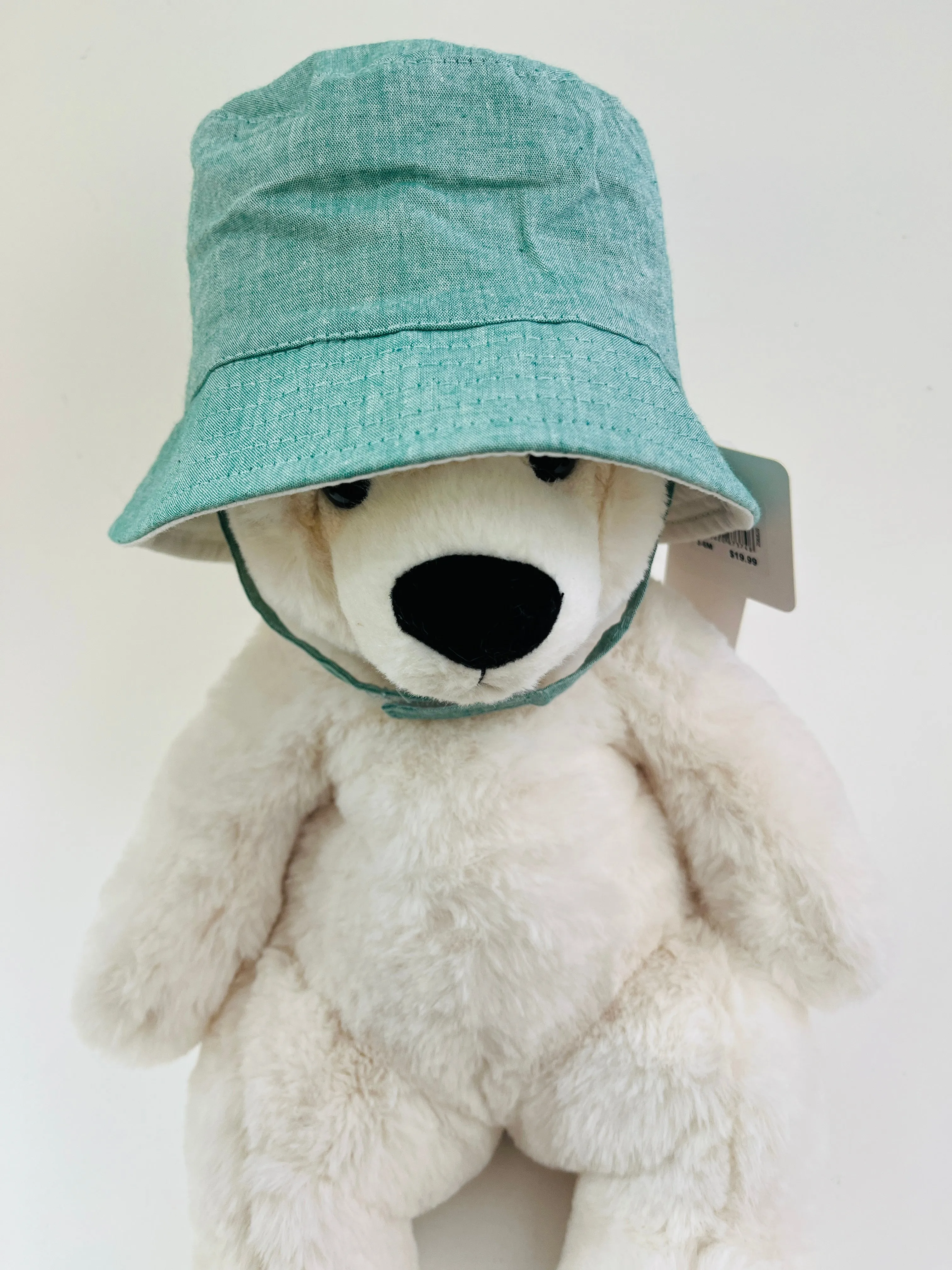 Hi Hop Chambray Reverse Green/White Denim Bucket Hat 3-6M