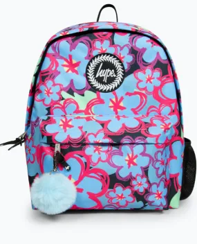 Hype Multi Blue Flowers Badge Backpack