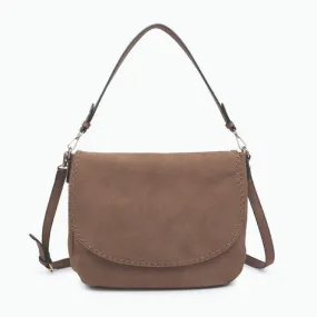 Jess Faux Suede Satchel- Chocolate