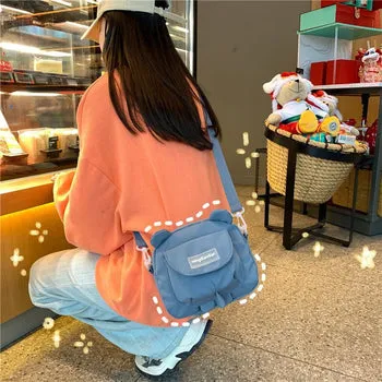 Kawaii Bear Ears Plush Side Bag - Kawaii Bag