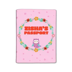 Kids Personalized Passport Cover  -Pink Owl