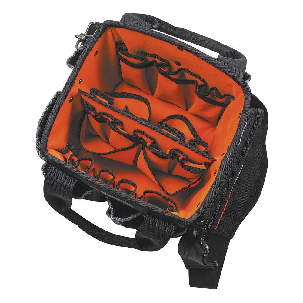 Klein Tools 5541610-14 Tool Bag with Shoulder Strap Has 40 Pockets for Tool Storage and Orange Interior