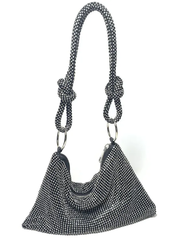 Knotted Black Rhinestone HandBag